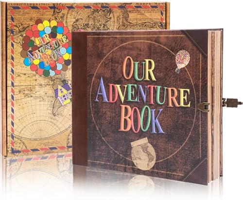 Libro de Aventuras DIY de 148 páginas, Álbum de Recortes con Cubierta de Cuero Estampado – Ideal para Recuerdos, Aniversario, Boda, Regalo para Mejor Amigo y Toma de Notas – Inspirado en la Saga 'Up' (Libro-Aventura) miniatura 1
