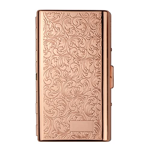 Metal Cigarette Case Box - Small Cigarette Case Ciggerate Holder Case,Double Sided Spring Clip Open Pocket Holder for 14 Cigarettes,Cigarette Case for Men and Women (Rose Gold)