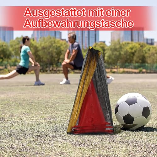 Hebitod Steckhürdenset 12 Kegel mit 6 Stangen, Agility Hürden Steckhürden Set, Koordinationstraining für Kinder Hunde Teamsport Fussball, Multifunktionskegel, für Fußball, Hundesport