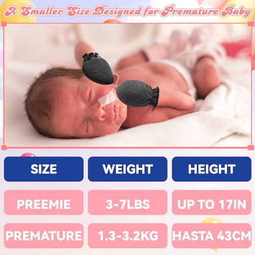 Vabean 24 Pairs Preemie Baby Mittens No Scratch Cotton Gloves Premature Baby Girl Mittens for Nicu Preemie Boys Girls Newborn3