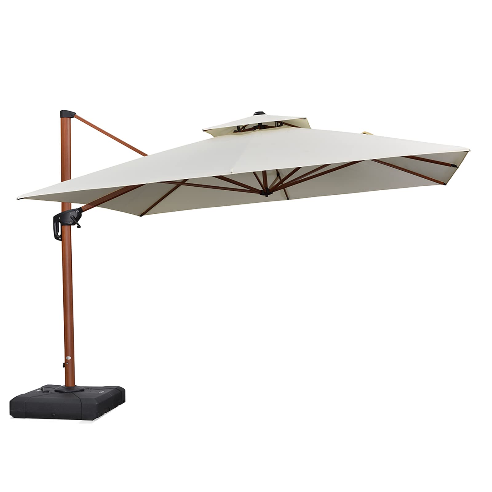 PURPLE LEAF Sombrillas de jardín 3.3x3.3 m Parasol Terraza grandes de Aluminio de Diámetro, Rotación de 360°, Parasoles Jardin, con Manivela y Protección UV 50+, blanco