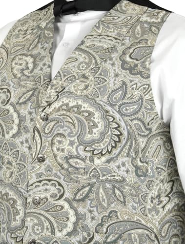 Historical Emporium Men's Cotton Paisley Formal Suit Vest, Regency Victorian Edwardian Tuxedo Dress Thackery Waistcoat3