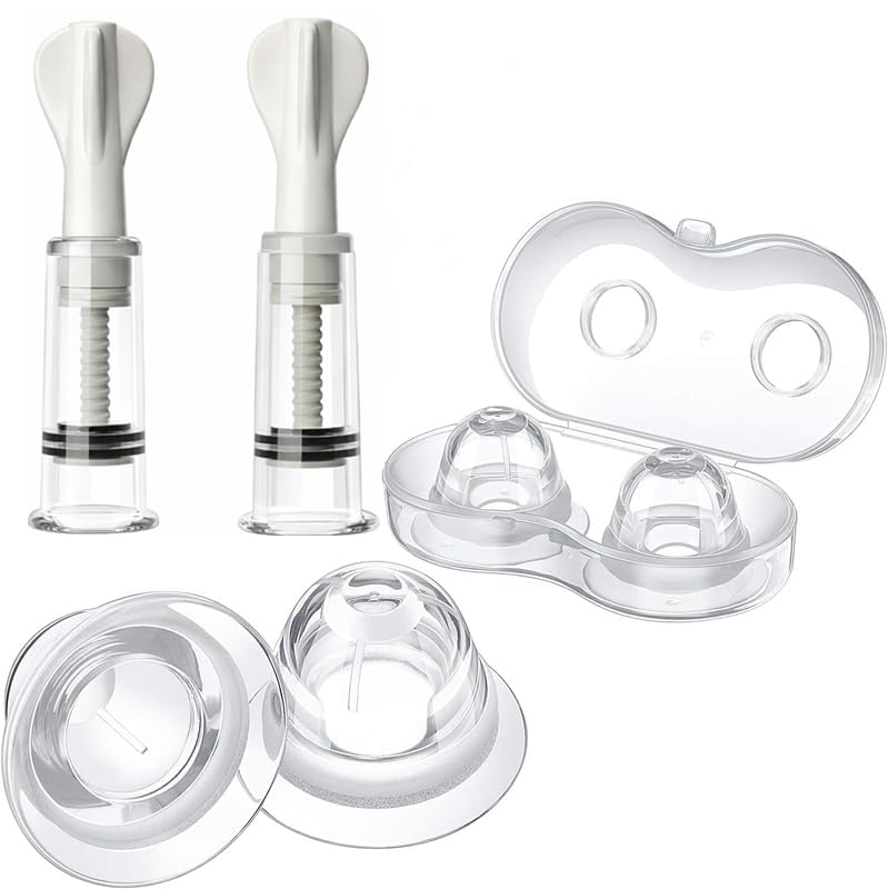 Image of Inverted Nipple Corrector for Breastfeeding, Latch Assist Tool for Flat & Inverted Nipples, Nursing Mom Breastfeeding Support Device - 4 Pack
