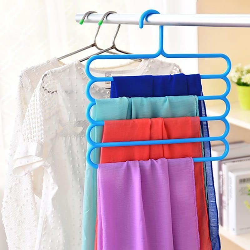 Miniatura 6 de Perchas para pantalones, 5 capas que ahorran espacio, perchas de plástico para ropa, pantalones, organizador de armario para pantalones, jeans,