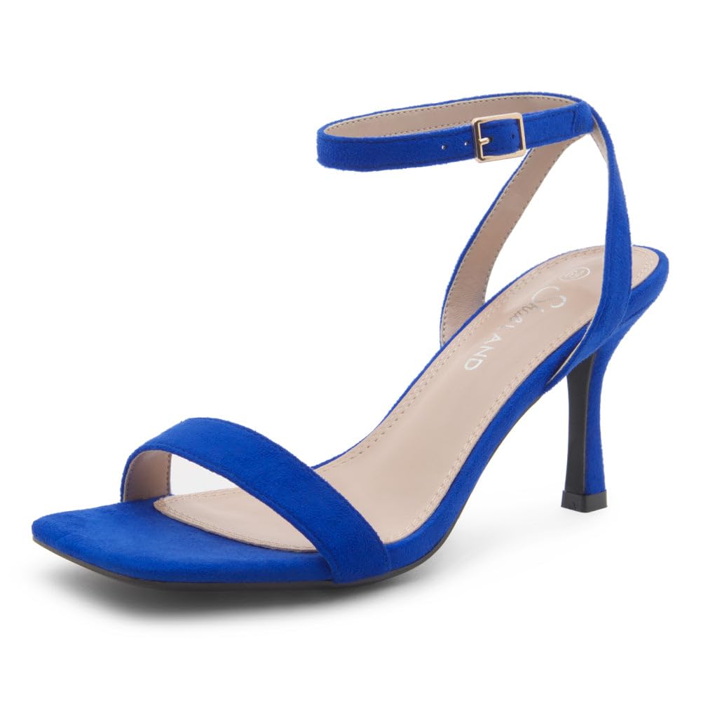 Shoe Land Women’s High Heel Sandals | Strappy Slingback Heels with Square Open Toe | Ankle Strap Dressy Stilettos for Wedding, Party & Evening Events