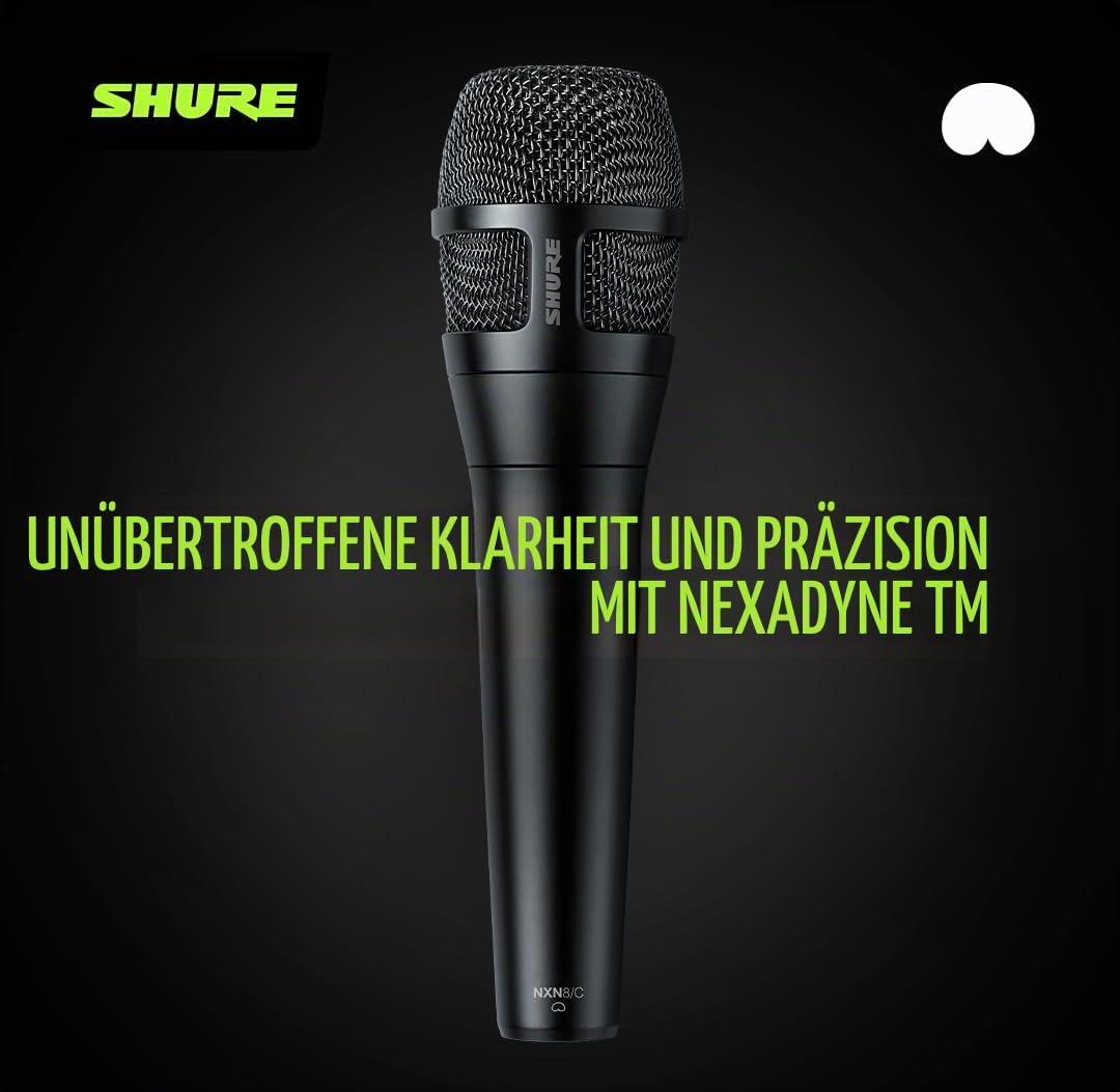 Shure Nexadyne 8/S - Dynamisches Supernieren-Gesangsmikrofon mit Dual-Engine Technologie, fokussierte Tonaufnahme, Zuverlässigkeit - Ideal für Sänger, die maximale Isolation benötigen, präzise