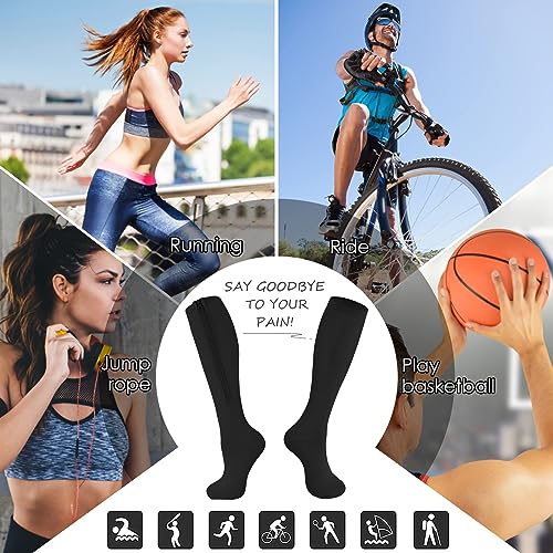 Image of cerpite Zipper Compression Socks, 2 Pairs 15-20 mmHg Closed Toe Compression Stockings for Men Women