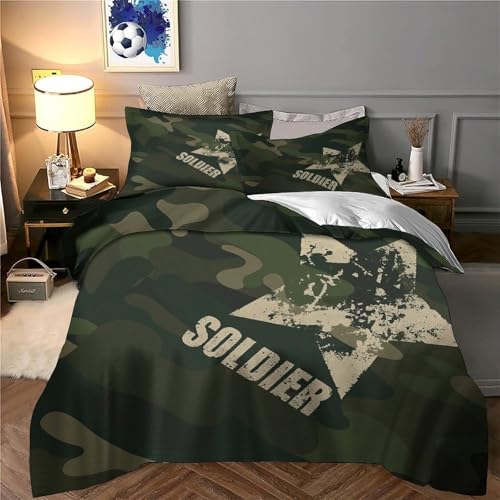 Parure de lit militaire 140x200 avec housse de couette 3D confortable