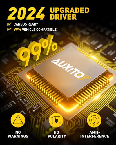 Image of AUXITO H3 LED Bulb Yellow 3000K, 16,000LM 600% Super Brighter, 10 Years Lifespan, 1:1 Size Plug-n-Play, 100% Perfect Installation, H3 LED Fog Lighr Bulb for Fog Lamp, DRL, Canbus Ready, Pack of 2