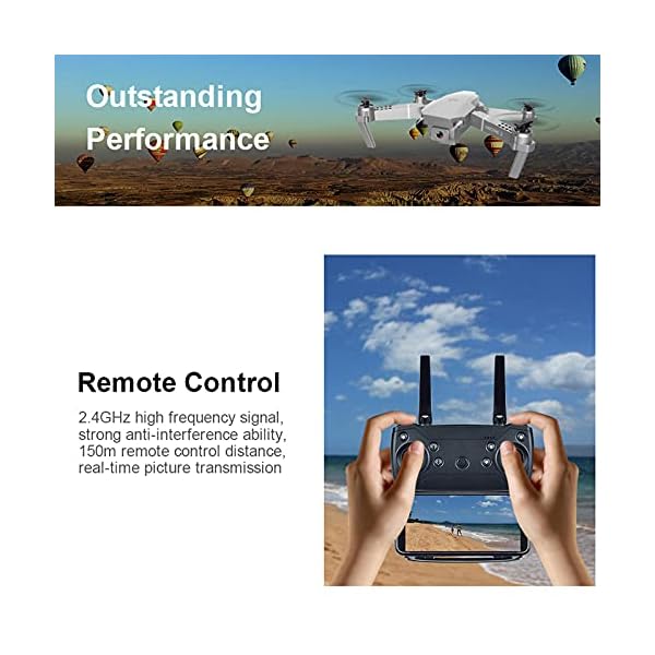 Drohne mit Kamera 4 K HD Fernbedienung WiFi APP Quadrocopter Flugzeit 30 Minuten 2 Akkus Headless Modus mit… – Bild 7