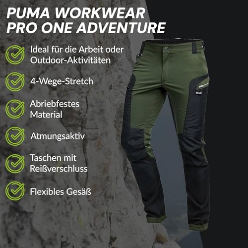 PUMA Workwear Pro-One Adventure Outdoor Wanderhose Herren - Ideal zum Klettern, Bergsteigen, Parkour und mehr – flexibel, verstärkt & strapazierfähig - Outdoor Hosen für Herren - Oliv - L