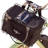 Foldable Bike Basket Front/Rear with Insulated Cooler Bag, Folding Bicycle Basket with Removable Insulated Tempurature Control Bag, Large Quick Release Design Metal Ebike Basket for All Ages
