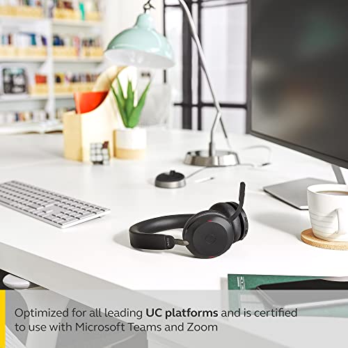 Image of Jabra Evolve2 75 PC Wireless Headset with Charging Stand and 8-Mic Technology - Dual Foam Stereo Headphones with Advanced Active Noise Cancelling, USB-C Bluetooth Adapter and UC Compatibility - Black