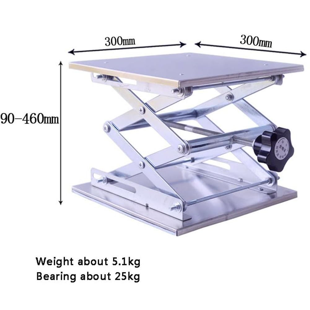 Manueller Hubtisch, kleine Aluminium-Hebebühne, Laborständer-Scherengestell, Hebevorrichtung mit beweglicher Last 5/10/15/20/25 kg, manueller Miniatur-Hubtisch for Laborlifte, Schulen(300*300mm)