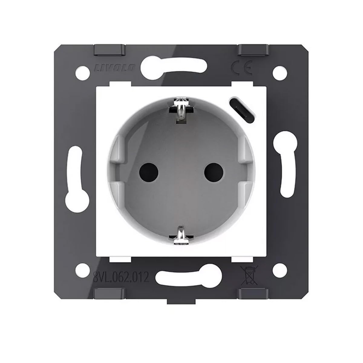 LIVOLO USB-C Steckdose Modul 18W in Weiß Schuko USB Anschluss TYP C für Schnellladekabel Ladegerät Kindersicherung Schutzkontaktsteckdose Unterputz FCTF16A.UC18W-2WP