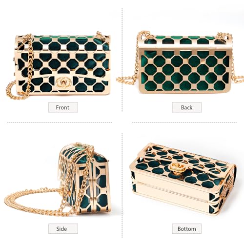 Image of CARIEDO Women Evening Bag Elegant Clutch Purse Exquisite Velvet Metal Hollow out Handbags Prom Wedding Party