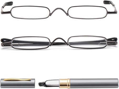 Miniatura 10 de Mini lentes de lectura con bolígrafo delgado con estuche de clip portátil, lectores de bolsillo pequeño para hombres y mujeres