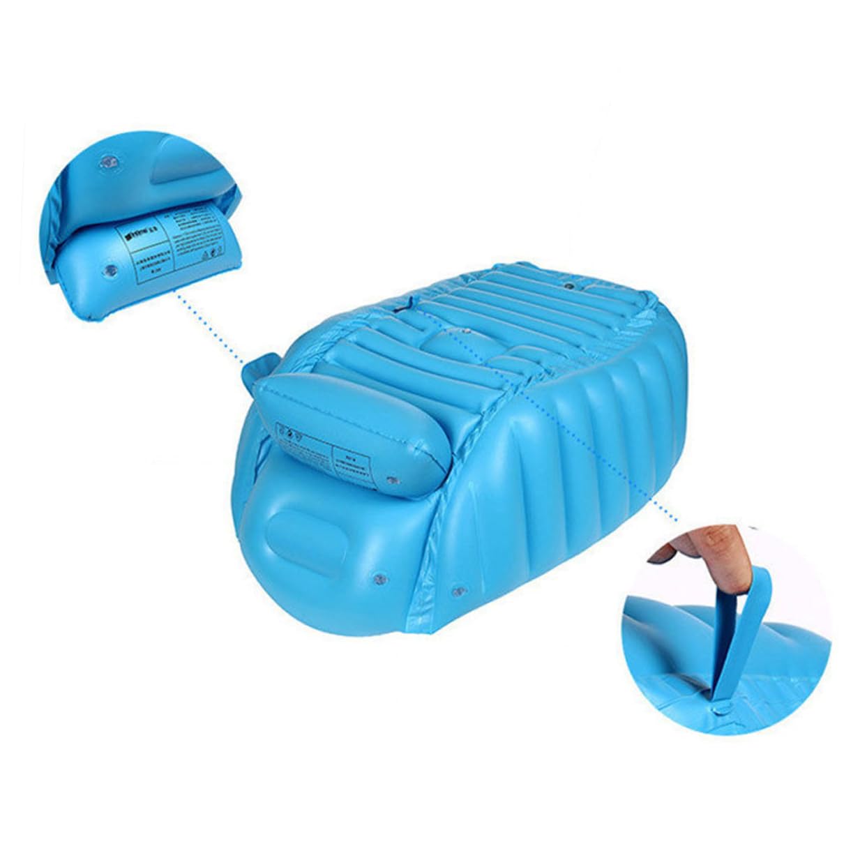 Bañera Inflable para Bebés Azul, Portátil y Plegable para Viaje