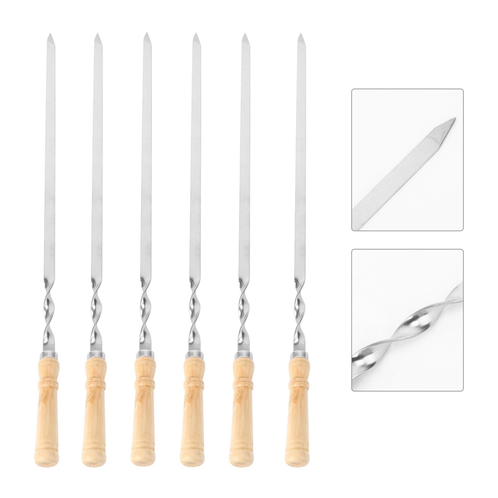 Spiedini per Barbecue, Spiedini for Kebab, 6 Pezzi spiedini for Barbecue con Manico in Legno, Bastoncini for arrostire, Utensili for, compatibili Campeggio all'aperto, Picnic