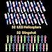 lpvoqpth 64 PCS Glow Flying Toys Sets(32 Slingshot+32 LED copters) Birthday Gifts Party Favors Glow in The Dark Party Supplies Summer Outdoor Game for Kids