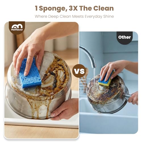 Image of Metflavor Kitchen Sponges, 24 Count, Dual-Sided Non-Scratch Scrub Sponge