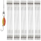 FREGITO Stainless Steel Fishing Leaders, Fishing Leader Line with Swivels and Clips for Saltwater and Freshwater, 31LB Per Piece, 9.84inch(50pcs).