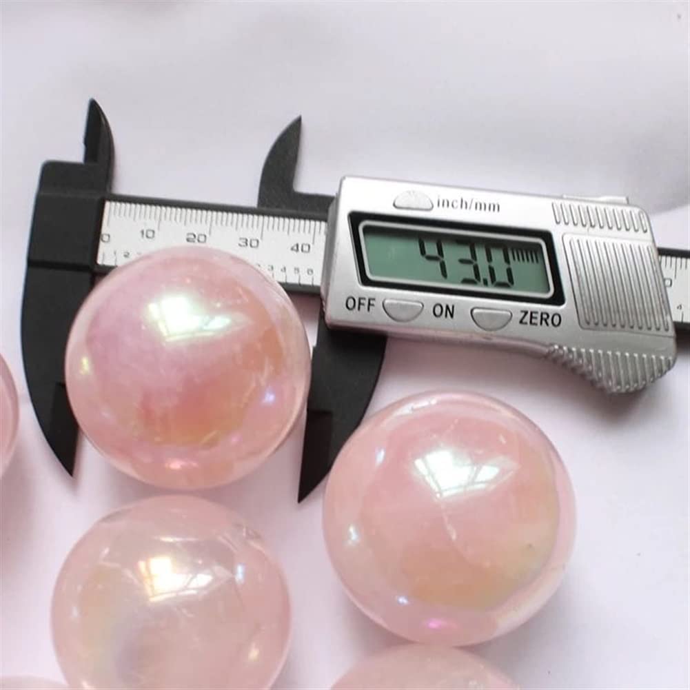 Bola de Cuarzo de galvanoplastia Natural de 4cm-4,5 cm, Esfera de Piedra de Cristal Aura Rosa, 1 ud. (Color : 1pc)
