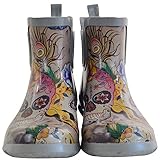 Anuschka Women's Ankle Rain Boot | Handmade Waterproof Natural Rubber | Memory Foam Insole | Calaveras de Azúcar | 11 M US