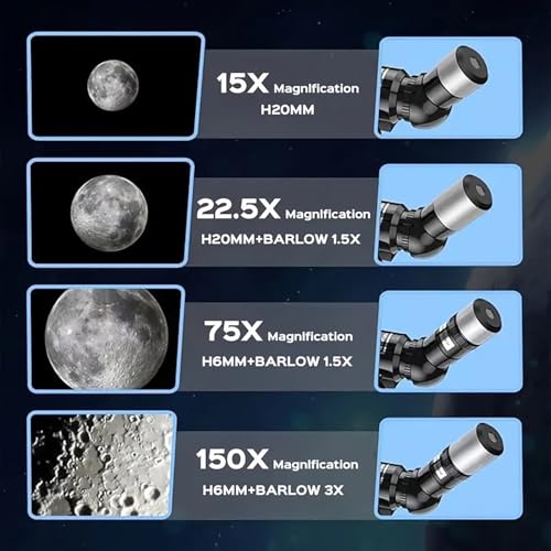 Image of Astronomical Astronomical Telescope 150X High-Powered,Portable with 70mm Aperture (HD Refractor, Tripod, Phone Adapter, and Wireless Remote) Ideal for Stargazing and Space Exploration