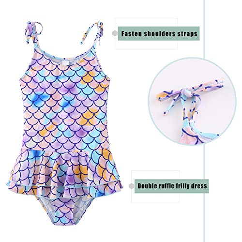 Image of Girls Leopard Swimsuits Hawaiian Ruffle One Piece Bathing Suit Skirted Swimwear for Kids 3-16 Years