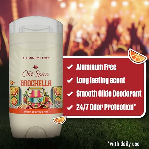 Image of Old Spice Aluminum Free Deodorant for Men, Summerdudes, 24 /7 Odor Protection with Daily Use, 24 /7 Sunny Freshness & Long Lasting Scent, Smooth Glide, Brochella with Citrus Fizz Scent, 3.0 oz