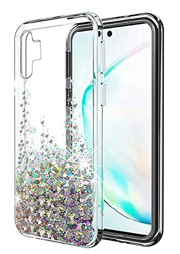 SunStory Designed for Samsung Galaxy Note 10 Plus Case,Galaxy Note 10 Plus 5G Case, Galaxy Note 10+ Case,Moving Shiny Quicksand Glitter Cover for Samsung Galaxy Note 10 Plus Phone(Silver)