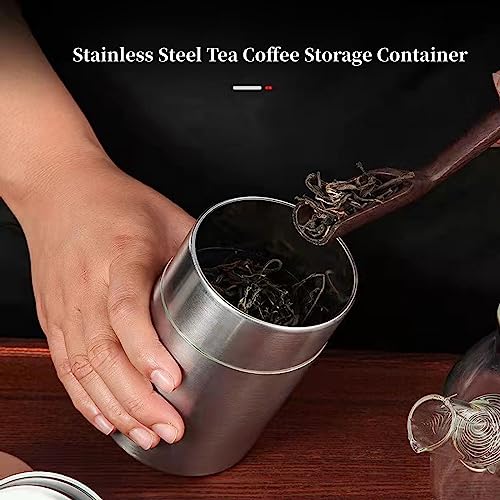 Aunmas Tea Tin Canister, Stainless Steel Tea Coffee Sugar Storage Container With Airtight Double Lids For Loose Tea And Tea Bags, Kitchen Cup For Tea Coffee Sugar Seasoning Storage (550Ml) #TOP3