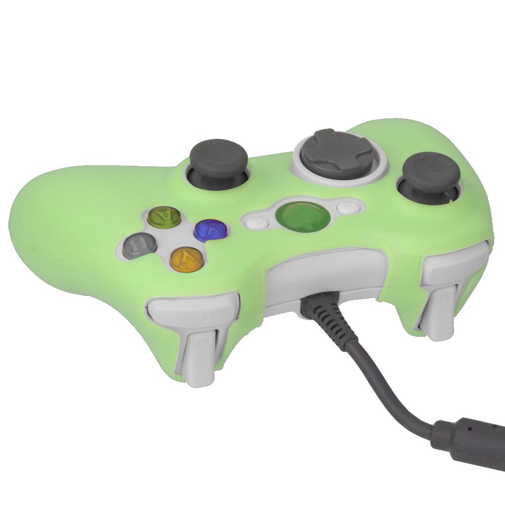 Lightweight Soft Silicone Skin Case Cover Protector Compatible for Xbox 360 Controller Video Games Accessory Green