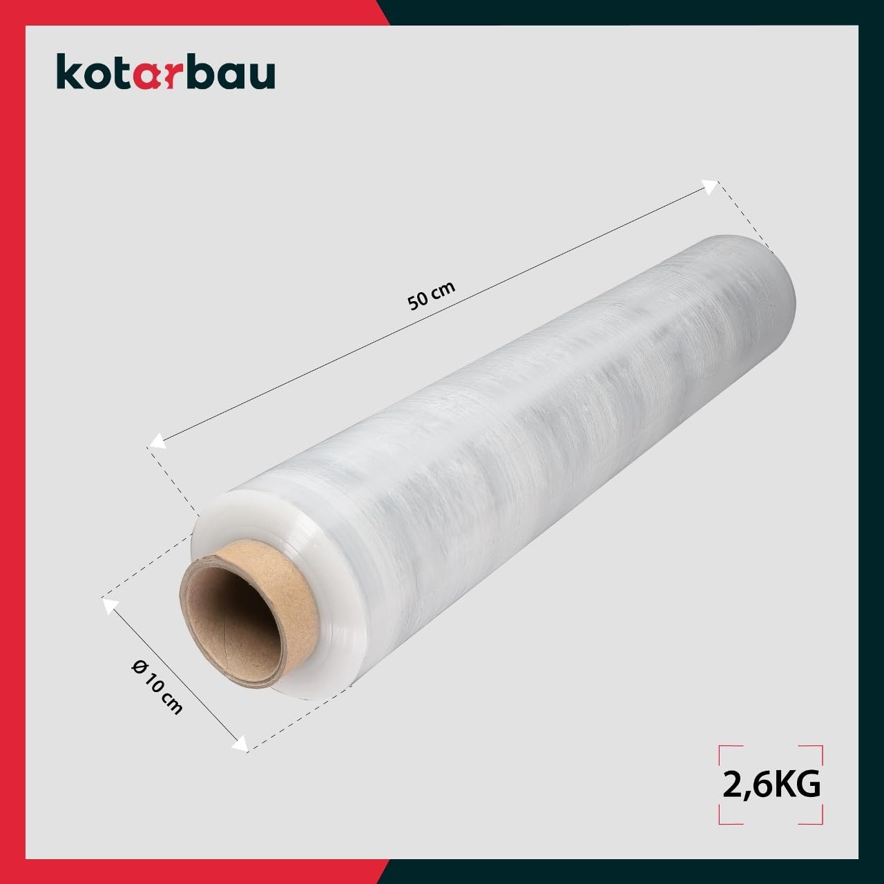 KOTARBAU® 6 rotoli di pellicola estensibile 2,6 kg | L 350 m larghezza 50 cm | Rotolo di pellicola estensibile trasparente pellicola per imballaggi mobili