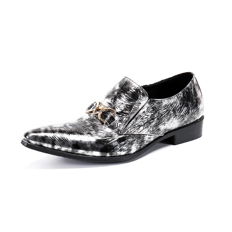Men's Leather Shoes, Comfortable Breathable Simple Printing Men's Dress Shoes, Wedding Party Banquet Nightclub Stage Host Barber Uniform Office Work Shoes