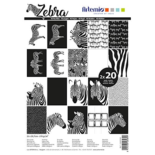 Artemio 40 Sheets of A4 Safari Scrapbook Paper, Weiss/Opulenter Garten