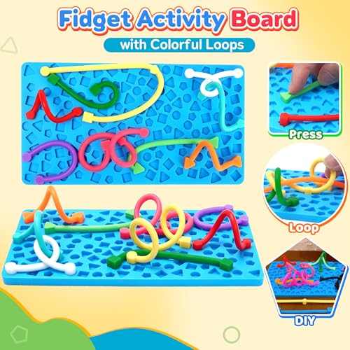 Rainbow Sensory Activity Board Airplane Travel Essentials Fidget Toys for Toddlers Kids,Silicone Autism Quiet Calming Down Restaurant Car Ride Road Trip Toys - Image 4