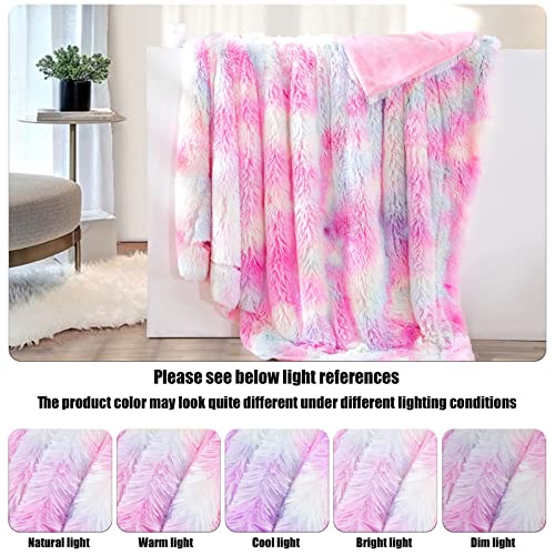 Gonaap Faux Fur Throw Blanket Super Soft Cozy Plush Fuzzy Shaggy Blanket For Couch Sofa Bed (Tie-Dye Rainbow, Throw(50"X60")) #TOP5
