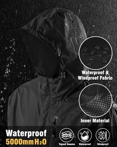 TBMPOY Men's Lightweight Rain Jackets Waterproof Raincoat with Hood Running Cycling Hiking Outdoor Windbreaker4