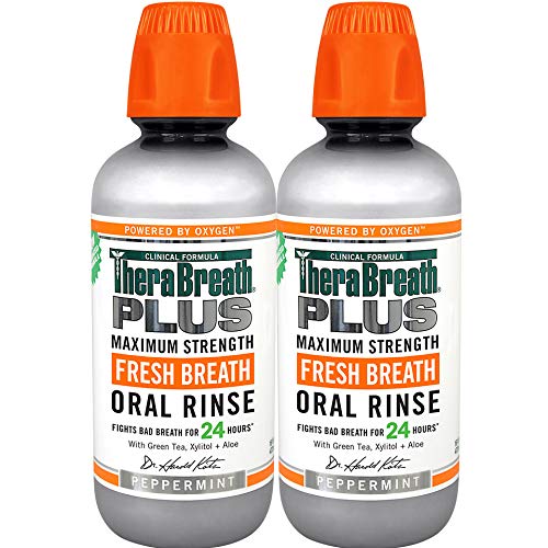 TheraBreath Plus Maximum-Strength Oral Rinse, 16 Ounce Bottle (Pack of 2)