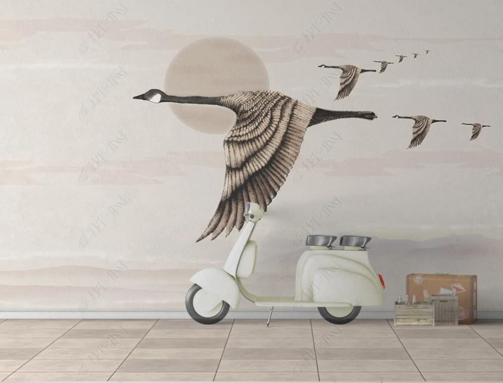 Papier peint intissé oies haut de gamme, grand poster mural 400x280cm