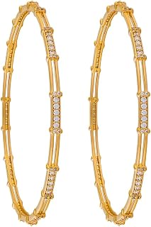 Fashion Jewellery White Gold Plated Zircon Bangles for Women, Festive, Bridal & Occasion Wear