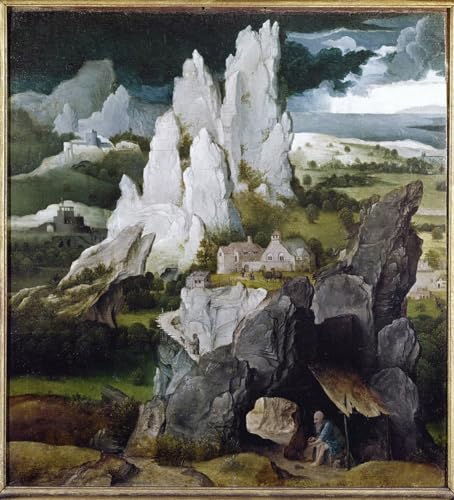 Tableaux graffiti art mural paysage Joachim Patinir 60x90cm toile moderne