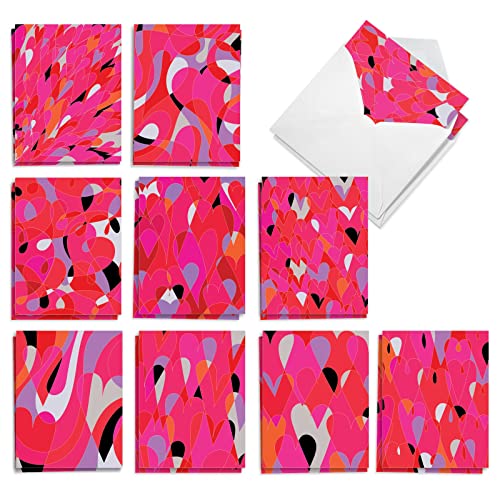 Image of The Best Card Company - 20 Assorted Blank Note Cards Box Set 4 x 5.12 Inch with Envelopes (10 Designs, 2 Each) - Love You Lots AM10330OCB-B2x10