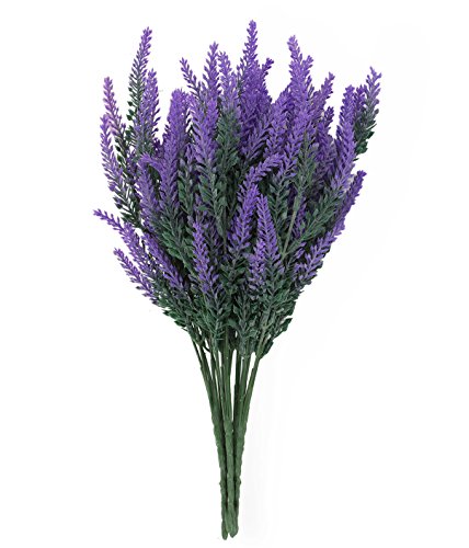 EZFLOWERY 6 Bundles Artificial Lavender Flowers Bouquet Arrangement, for Home Decor, Wedding, Office, Garden, Patio, Room, Hotel, Event, Party Decoration (6, Purple)
