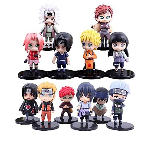 Image of Trunkin Anime Action Figure Toy Set for Kids | Collectible Sasuke Itachi Jiraiya Hinata Kakashi Figurines Toy Set | PVC Figurine - Set of 12