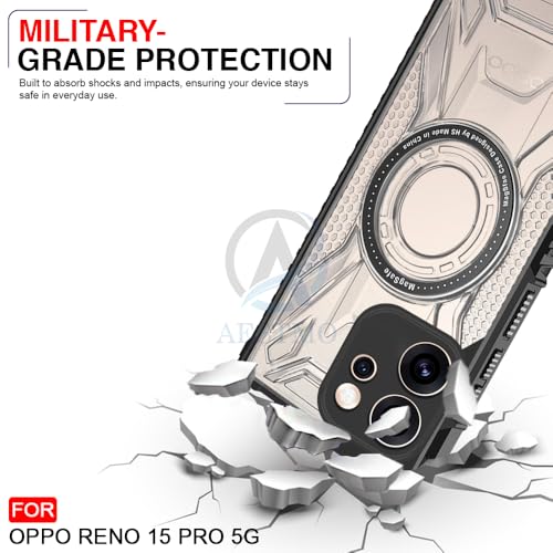 Image of AESTMO Hybrid Shockproof Back Cover Case for Oppo Reno 15 Pro 5G Compatible with MagSafe | Hard Back Case Cover for Oppo Reno 15 Pro 5G (PC & TPU, Translucent Back, Black Sides)