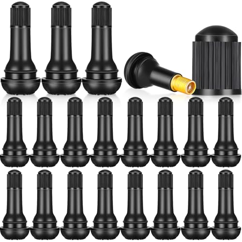 Image of Tallew 20 Pieces TR413 Tire Valve Stems, Rubber Snap-in Tubeless, Black | for 0.454 Inch Rim Holes Car Tubeless Tires, Standard Length Replacement, Bulk for Auto Repair Shops, Black Snap in Design