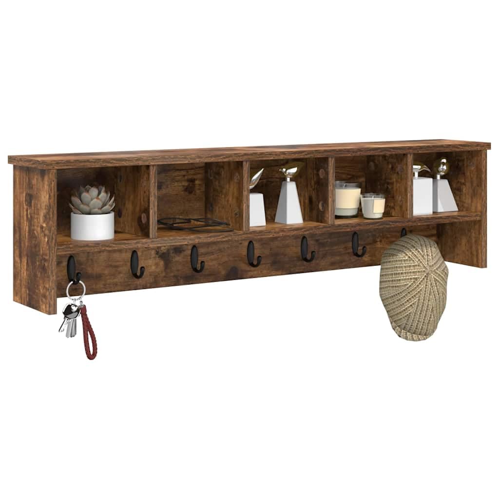 vidaXL Wandmontierter Kleiderständer Räuchereiche 100 x 16 x 26 cm, Moderner Wandgarderobe, praktische Ablage für den Flur, platzsparender Stauraum, stylische Möbel-Lösung